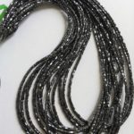 Black Cylinder Cut Diamond Beads