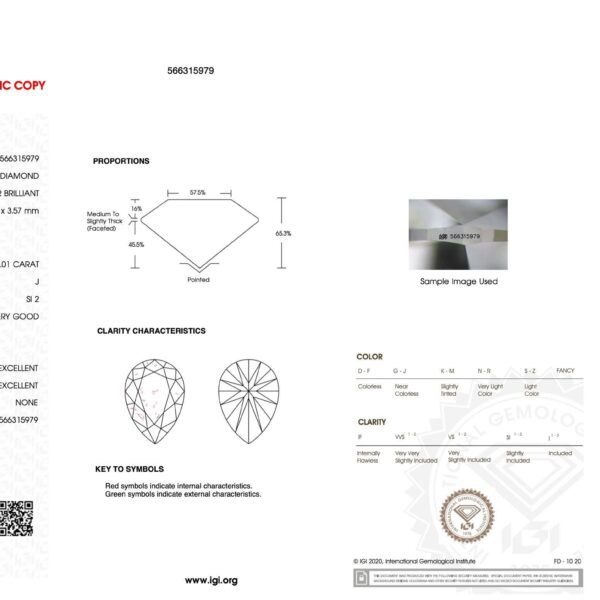 Magnificent 1.01 Carat Pear Cut Diamond – VS2 Clarity, Rare I Color - Image 9